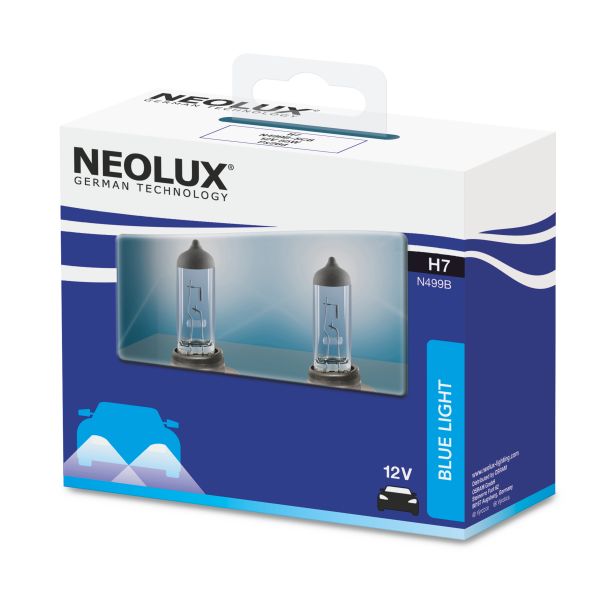 Żarówka NEOLUX (Zestaw 2szt.) H7 12V 55W PX26D Blue Light, niebieska - NEOLUX NLX499B-SCB